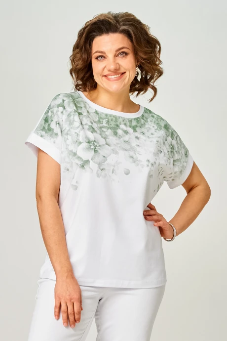 Футболка Rumoda 2258 зеленый_белый #1