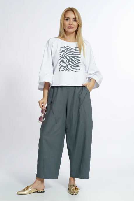 Брючный костюм ALANI COLLECTION 2565 молоко+серый двойка #1