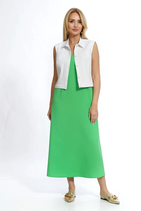 Костюм с платьем ALANI COLLECTION 2577 белый+зелень #1