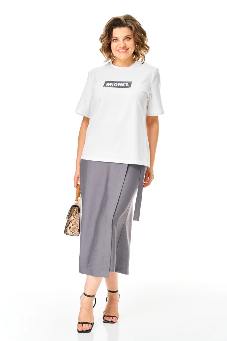 Брючный костюм Michel Chic 1336/1 белый, пепел двойка #1