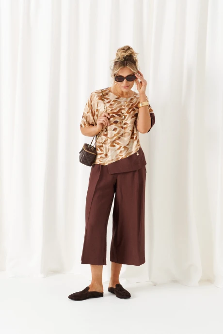 Брючный костюм *Распродажа Beautiful&Free 6465 бежево-коричневый двойка #1