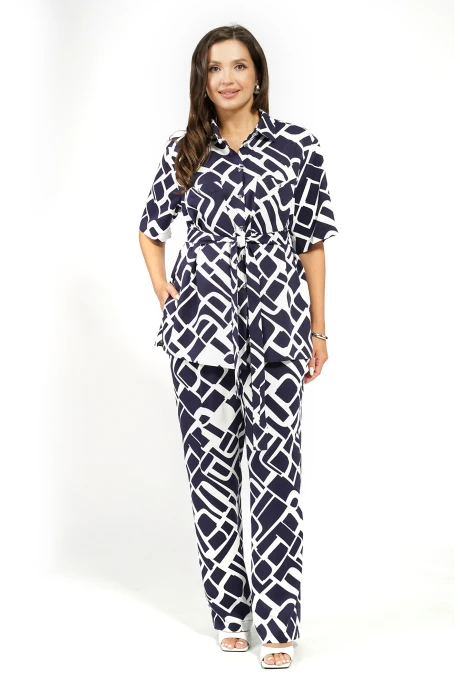 Брючный костюм ALANI COLLECTION 2628 синий+молоко #1