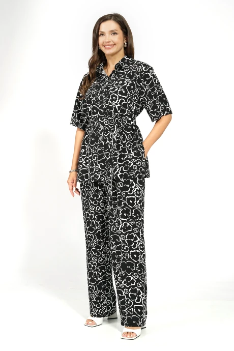 Брючный костюм ALANI COLLECTION 2628 черный+молоко #1