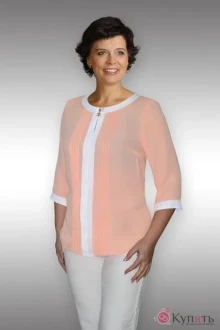 Блузка Таир-Гранд 62208‐1 персик/белый