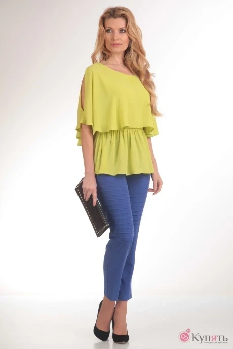 Брючный костюм Нинель Шик 5398 желтый/синий #1