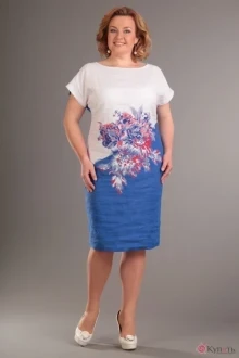 Платье Diamant 1086 белый/синий