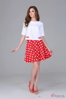 Юбочный костюм Arita Style (Denissa) 943 красный+белый