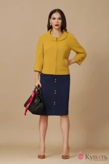 Юбочный костюм Lissana 2885 горчица/синий