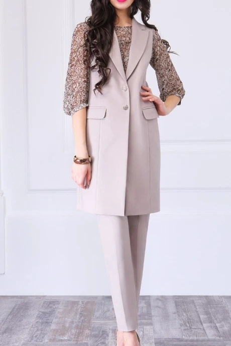 Брючный костюм ЛаКона 949 БР беж/леопард #1