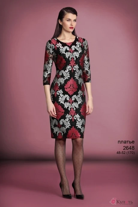 Платье Bazalini 2648 красно-серо-черное #1