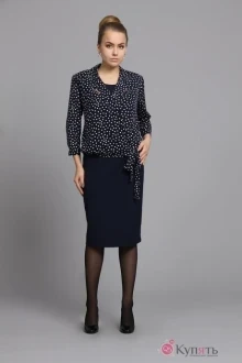 Юбочный костюм Fantazia Mod 2852 блузка черный/горох