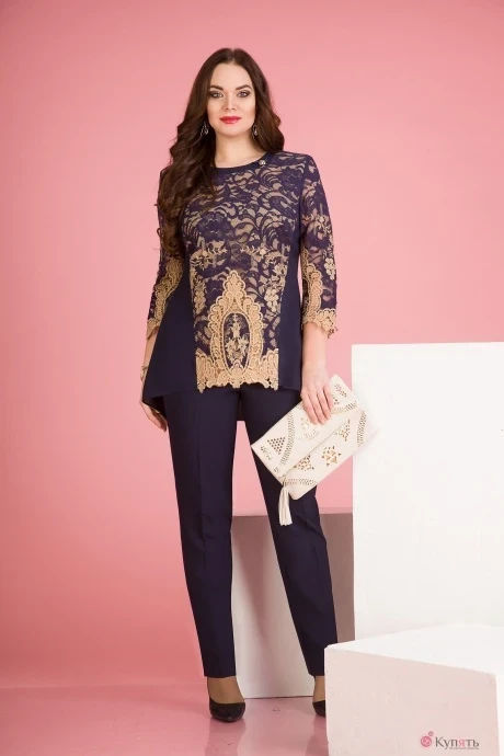 Брючный костюм Лилиана 526B т.синий #1