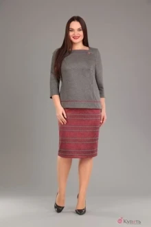 Юбочный костюм EOLA 1276 серый/красный орнамент