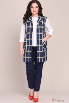 Брючный костюм Магия Моды 1016 бежевая клетка