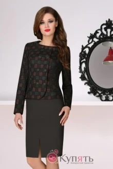 Юбочный костюм LeNata 21729 клетка темно-зеленая