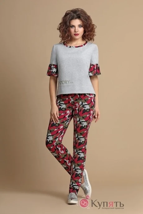 Брючный костюм Мублиз 075 серый+красный #1