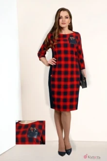 Платье Мишель Стиль 557 красный-клетка