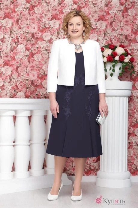 Юбочный костюм Нинель Шик 5497 тёмно-синий #1