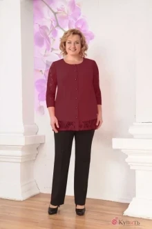 Брючный костюм Орхидея Люкс 718 бордо/черный