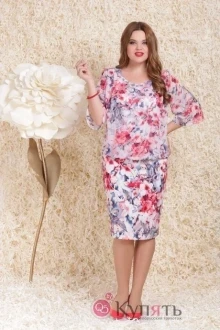 Платье LeNata 11739 розовые цветы