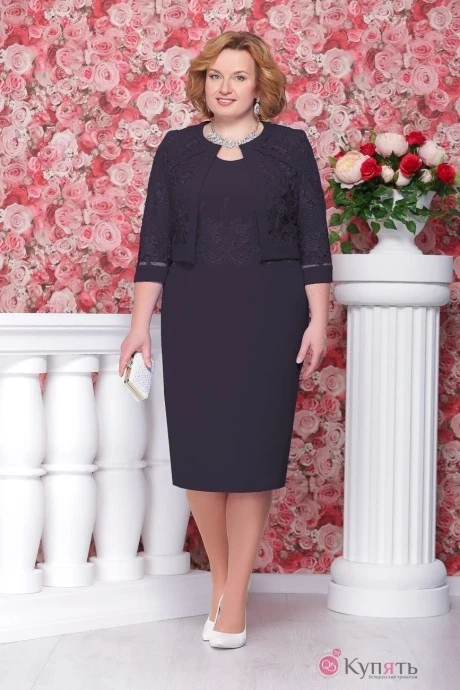Юбочный костюм Нинель Шик 276 тёмно-синий #1
