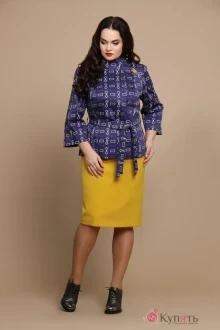 Юбочный костюм ALANI COLLECTION 476 фиолетовый/горчица