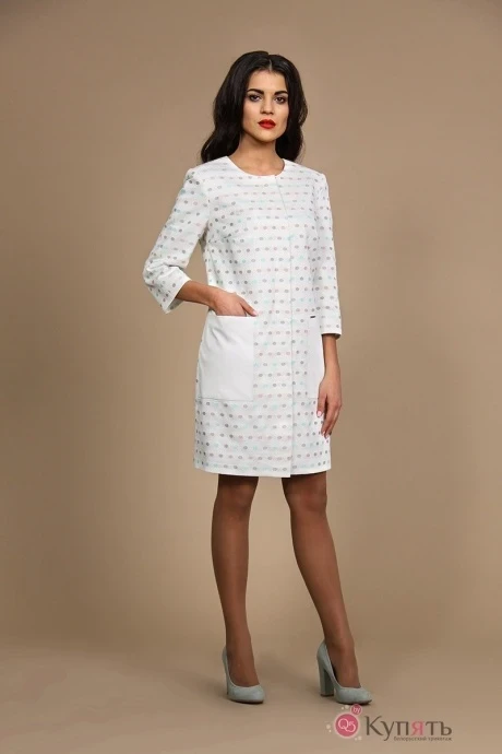 Пальто ALANI COLLECTION 503 белый/горох #1