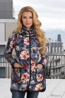 Куртка Мишель Стиль 534 синий/принт