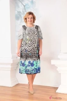 Платье Орхидея Люкс 756 сине-бирюзовые цветы