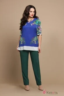 Брючный костюм ALANI COLLECTION 509 василек/зелёный