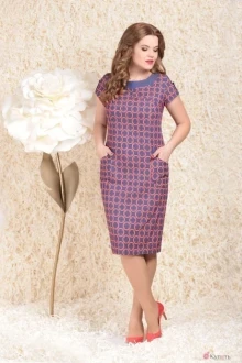 Платье LeNata 11761 коралл орнамент