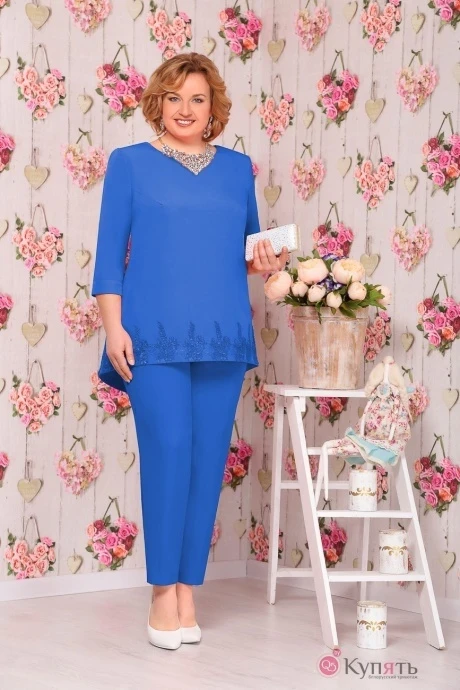 Брючный костюм Нинель Шик 5517 василёк #1