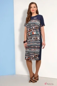 Платье Мишель Стиль 580 темно-синий/абстракция
