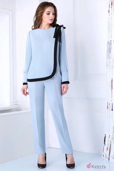 Брючный костюм ЮРС 17-682 голубой #1