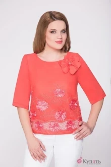 Блузка, туника, рубашка Дали 5160 яркий коралл