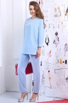 Брючный костюм ЮРС 15-525 голубой