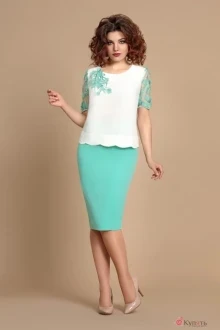 Юбочный костюм Мублиз 117 белый+мята