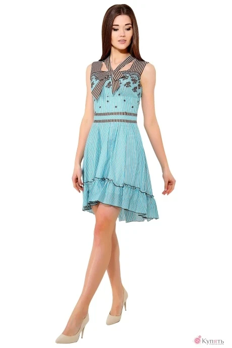 Платье Мода-Юрс 2024 голубой/полоски #1