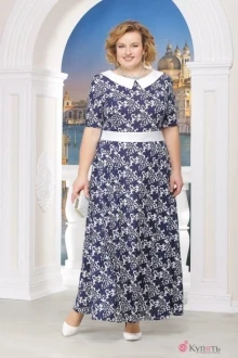 Платье Нинель Шик 295 синие цветы