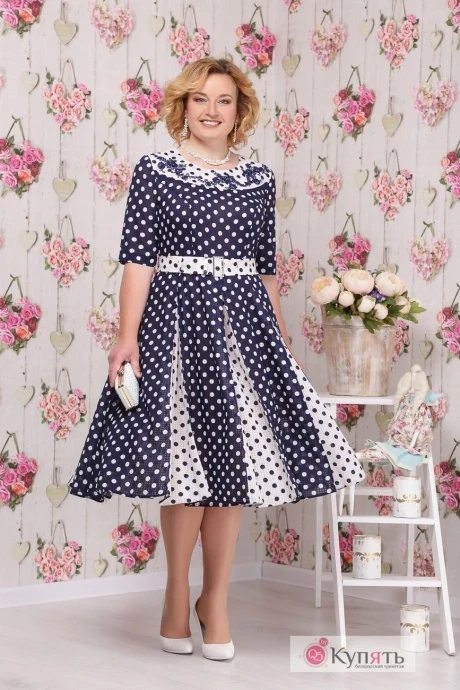 Платье Нинель Шик 5521 синий/розовый #1