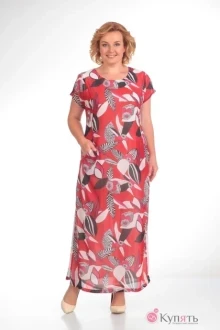 Платье Diamant 1090 красный шифон цветы